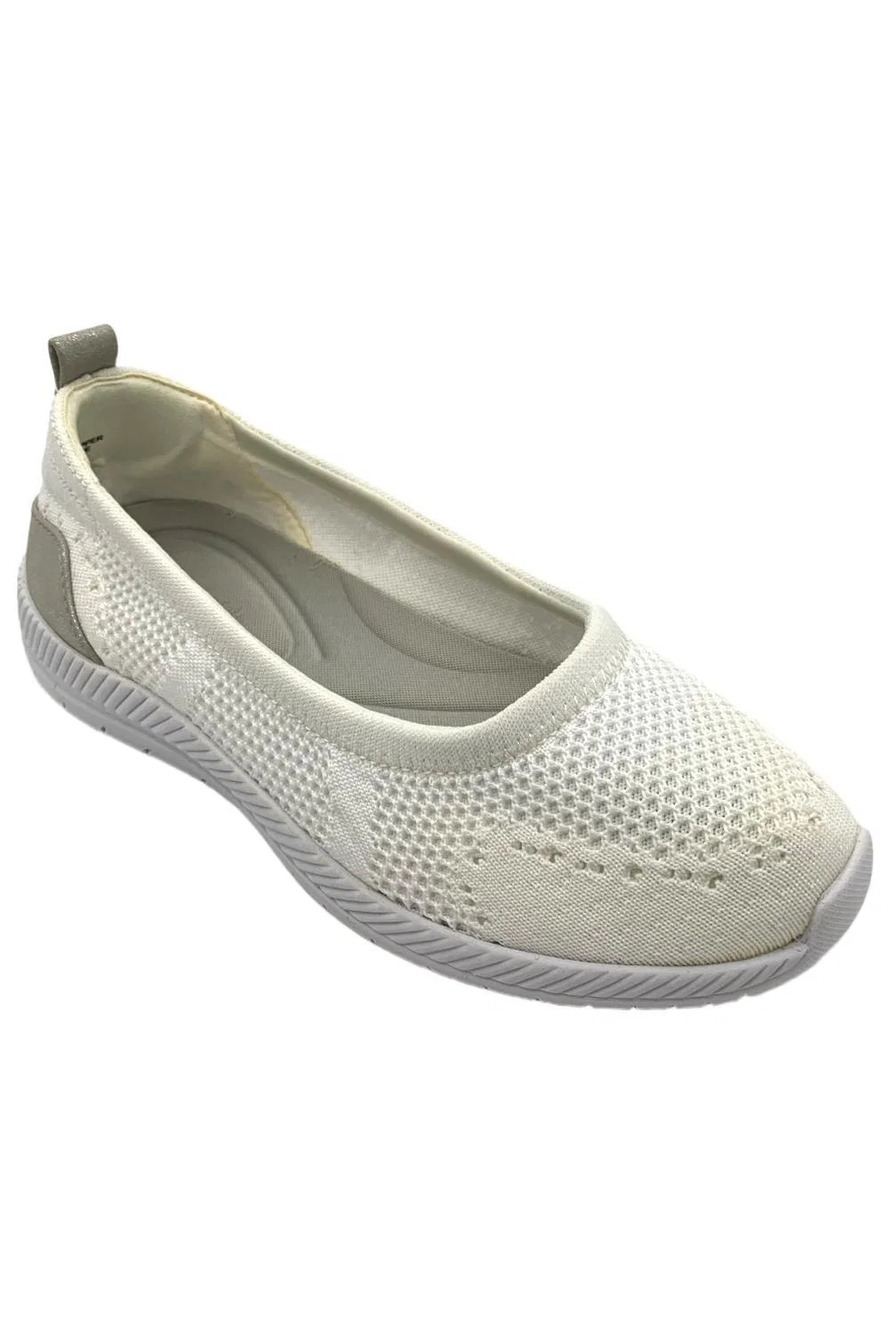Easy Spirit Women's Goldi 2 Glitz Slip On Flats White - Narrow